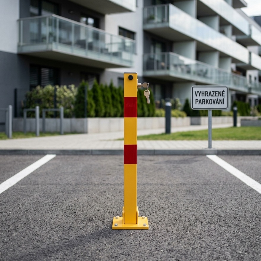 Parkovací zábrana AT PARK zahrazovací sloupek, 700 mm, skládací, přišroubovatelný